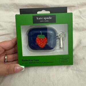 Kate Spade Blue AirPods Pro Case with Strawberry Design